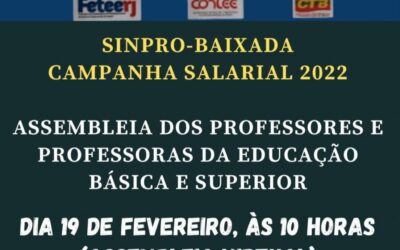 SÁBADO (19/02): ASSEMBLEIA ON-LINE DE PROFESSORES DA REDE BÁSICA E SUPERIOR – 10H